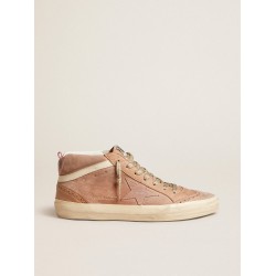 Women's Mid Star LTD in pink suede with pink lizard-print leather star