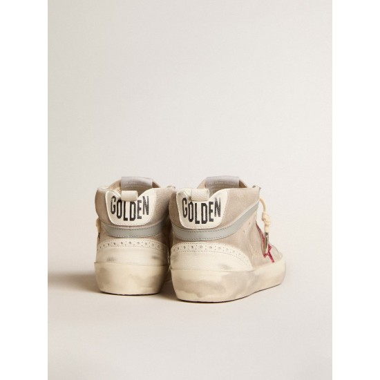 Mid Star in suede with fuchsia glitter star and gray leather flash