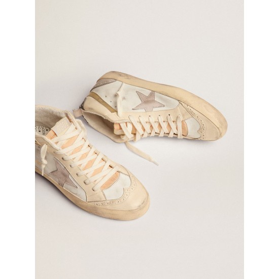 Women's Mid Star with star in light gray suede and gold flash