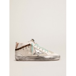 Women's Mid Star with silver star and flash in leopard print pony skin