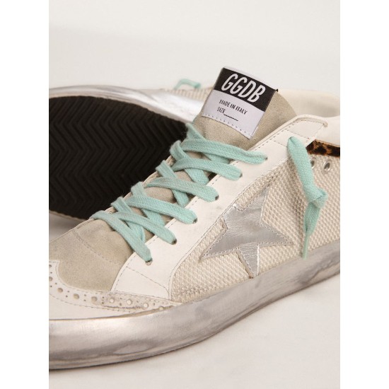 Women's Mid Star with silver star and flash in leopard print pony skin