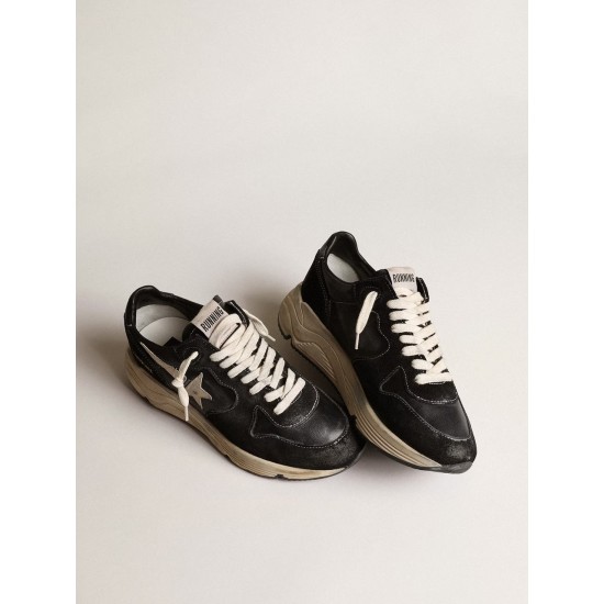 Women's Running Sole in black nappa and suede
