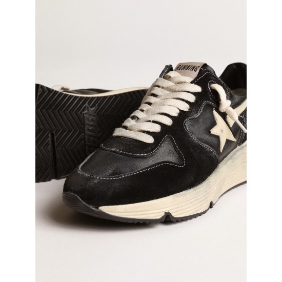 Women's Running Sole in black nappa and suede