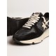 Women's Running Sole in black nappa and suede