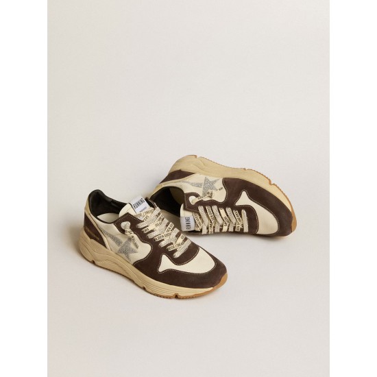 Running Sole LTD in nappa and brown suede with a Swarovski crystal star