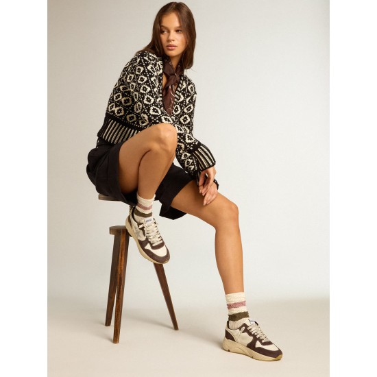 Running Sole LTD in nappa and brown suede with a Swarovski crystal star