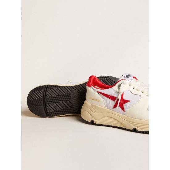 Running Sole LTD in white nappa and nylon with a red leather star