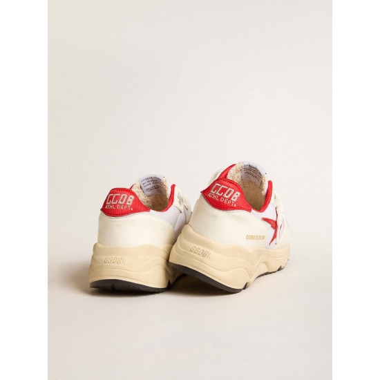 Running Sole LTD in white nappa and nylon with a red leather star