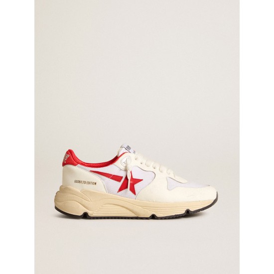 Running Sole LTD in white nappa and nylon with a red leather star