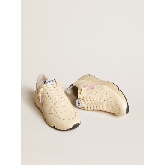 Running Sole in nappa leather with pink leather star and blue leather heel tab
