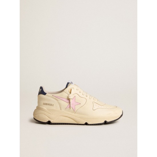 Running Sole in nappa leather with pink leather star and blue leather heel tab