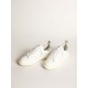Starter sneakers in white leather with silver glitter heel tab