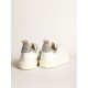 Starter sneakers in white leather with silver glitter heel tab