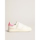 Starter sneakers in white nappa leather with pink suede heel tab