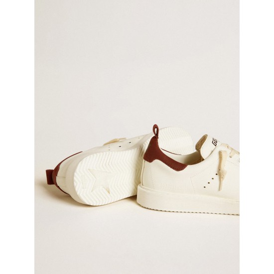 Women's Starter in white leather with burgundy nubuck heel tab
