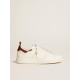 Women's Starter in white leather with burgundy nubuck heel tab