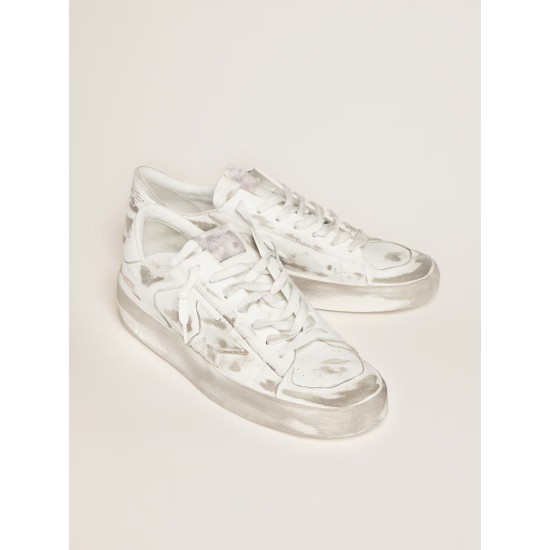 Stardan sneakers in white leather with lived-in treatment