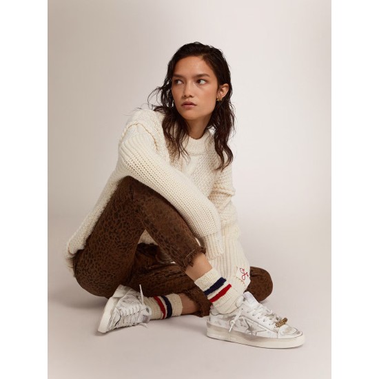 Stardan sneakers in white leather with lived-in treatment