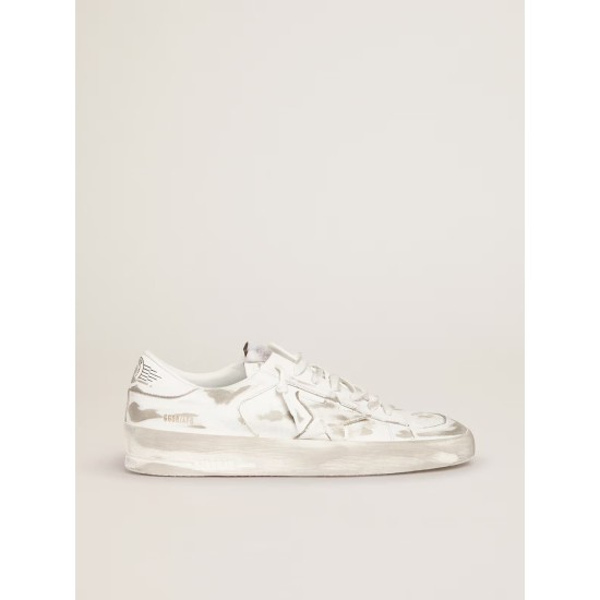Stardan sneakers in white leather with lived-in treatment