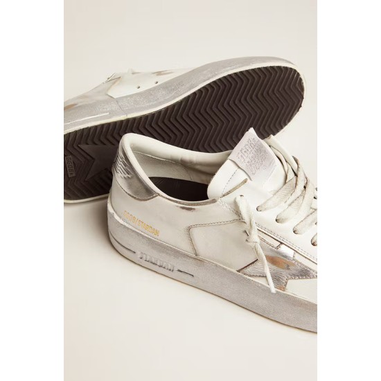 Stardan sneakers with silver metallic leather star and heel tab