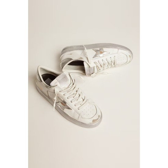Stardan sneakers with silver metallic leather star and heel tab
