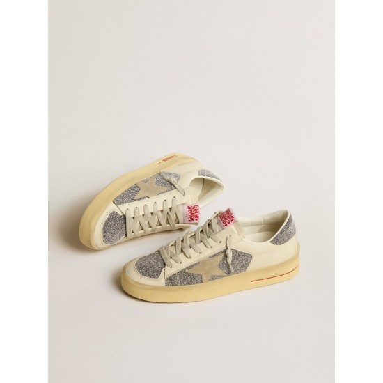 Women's Stardan in suede with sand star and silver Swarovski crystal inserts