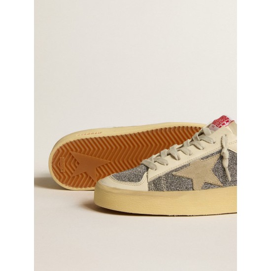 Women's Stardan in suede with sand star and silver Swarovski crystal inserts