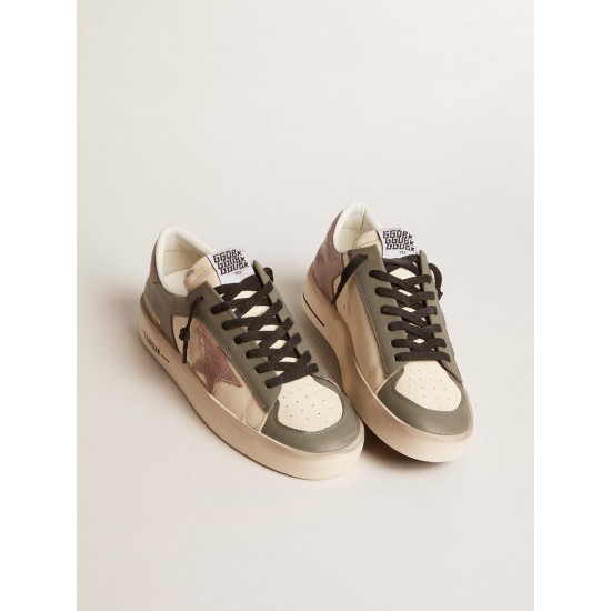 Women’s Stardan LTD in gray leather with a pink leather star and heel tab