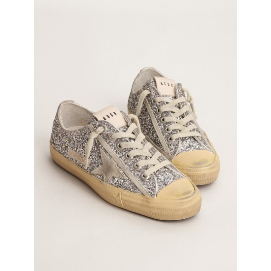 Women's V-Star LTD in silver glitter with ice-gray suede star