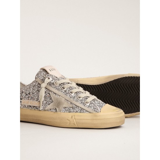 Women's V-Star LTD in silver glitter with ice-gray suede star