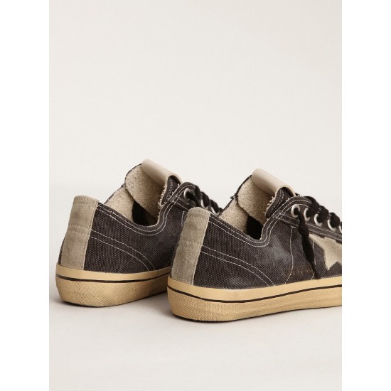 Women's V-Star LTD in black canvas with ice-gray star and heel