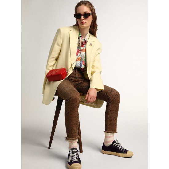 Women's V-Star LTD in purple velvet with white leather star