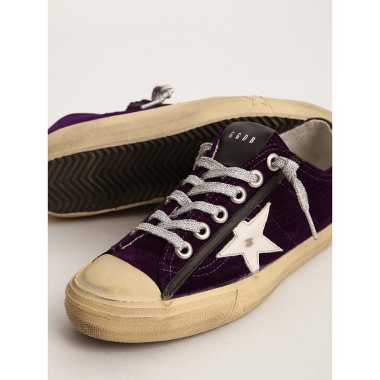 Women's V-Star LTD in purple velvet with white leather star