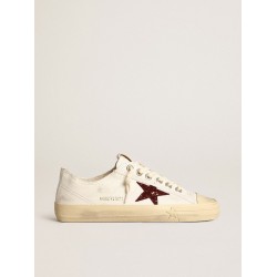 Women's V-Star in white nappa with red glitter star