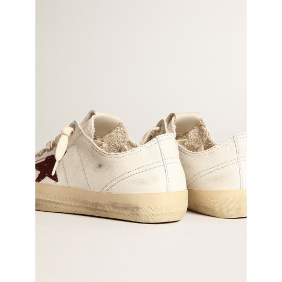 Women's V-Star in white nappa with red glitter star