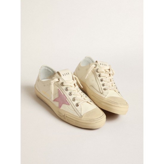 V-Star in beige nappa leather with old-rose suede star