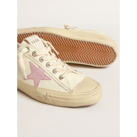 V-Star in beige nappa leather with old-rose suede star