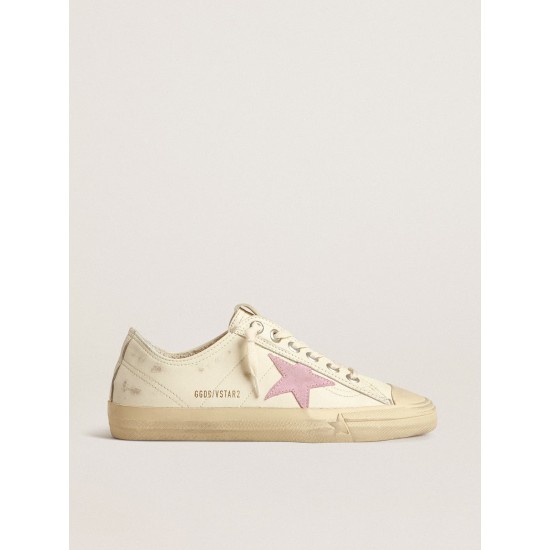V-Star in beige nappa leather with old-rose suede star