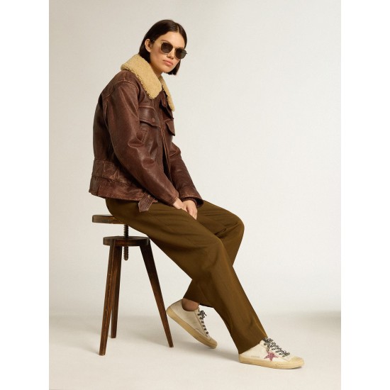 V-Star with pink glitter star and metallic leather heel tab