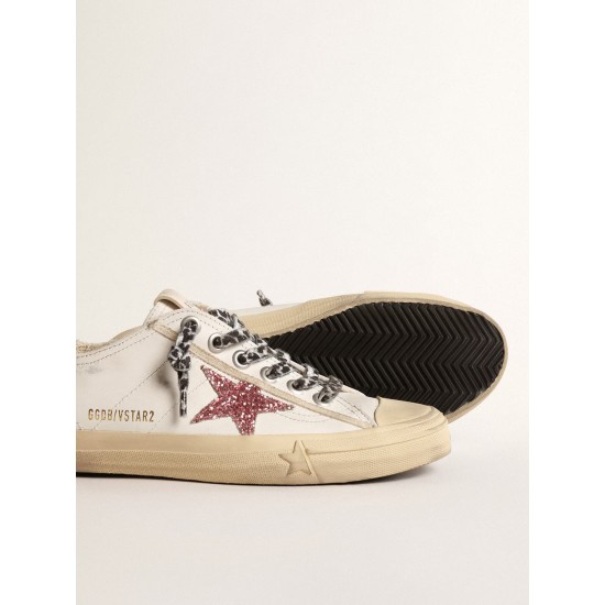 V-Star with pink glitter star and metallic leather heel tab