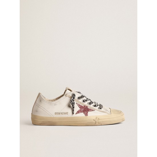 V-Star with pink glitter star and metallic leather heel tab