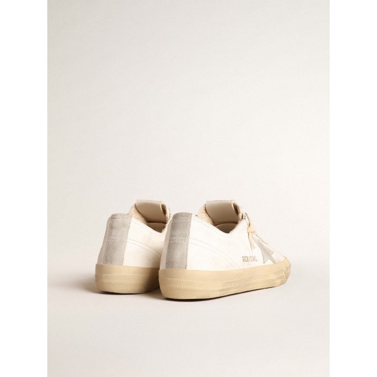 V-Star in nappa leather with ice-gray suede star and heel tab