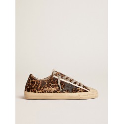 V-Star in leopard pony skin with black leather star and heel tab