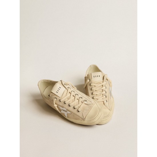 Women’s V-Star in pearl suede with silver metallic leather star