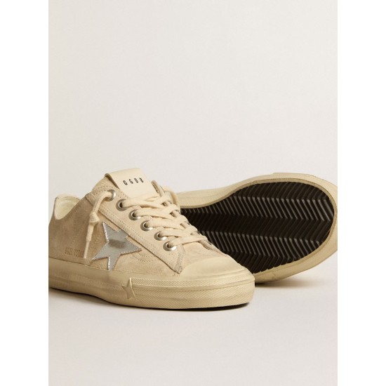 Women’s V-Star in pearl suede with silver metallic leather star