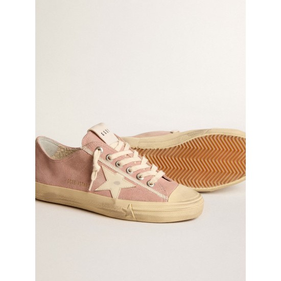V-Star in pink suede with cream leather star