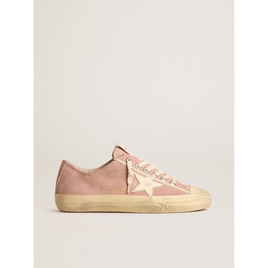V-Star in pink suede with cream leather star