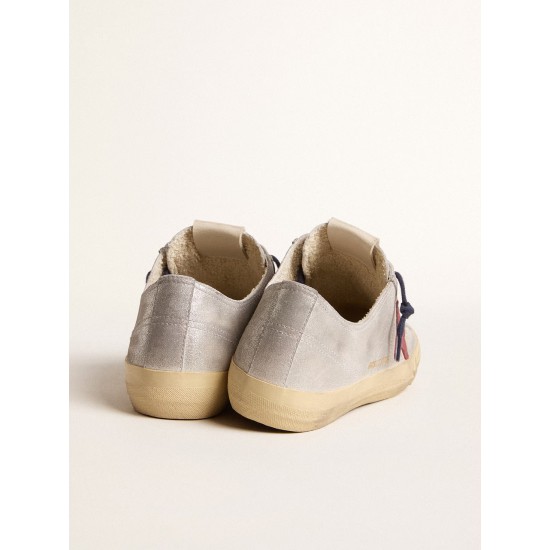 Women's V-Star LTD in silver metallic suede with red suede star