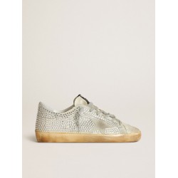 Women’s Super-Star in aged white nubuck with Swarovski crystals