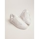 Purestar sneakers in white leather with champagne glitter heel tab